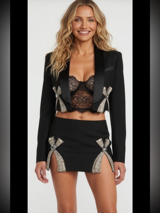AREA Jackets & Blazers - AREA Embellished Bow Cutout Cropped Blazer 6 $1995